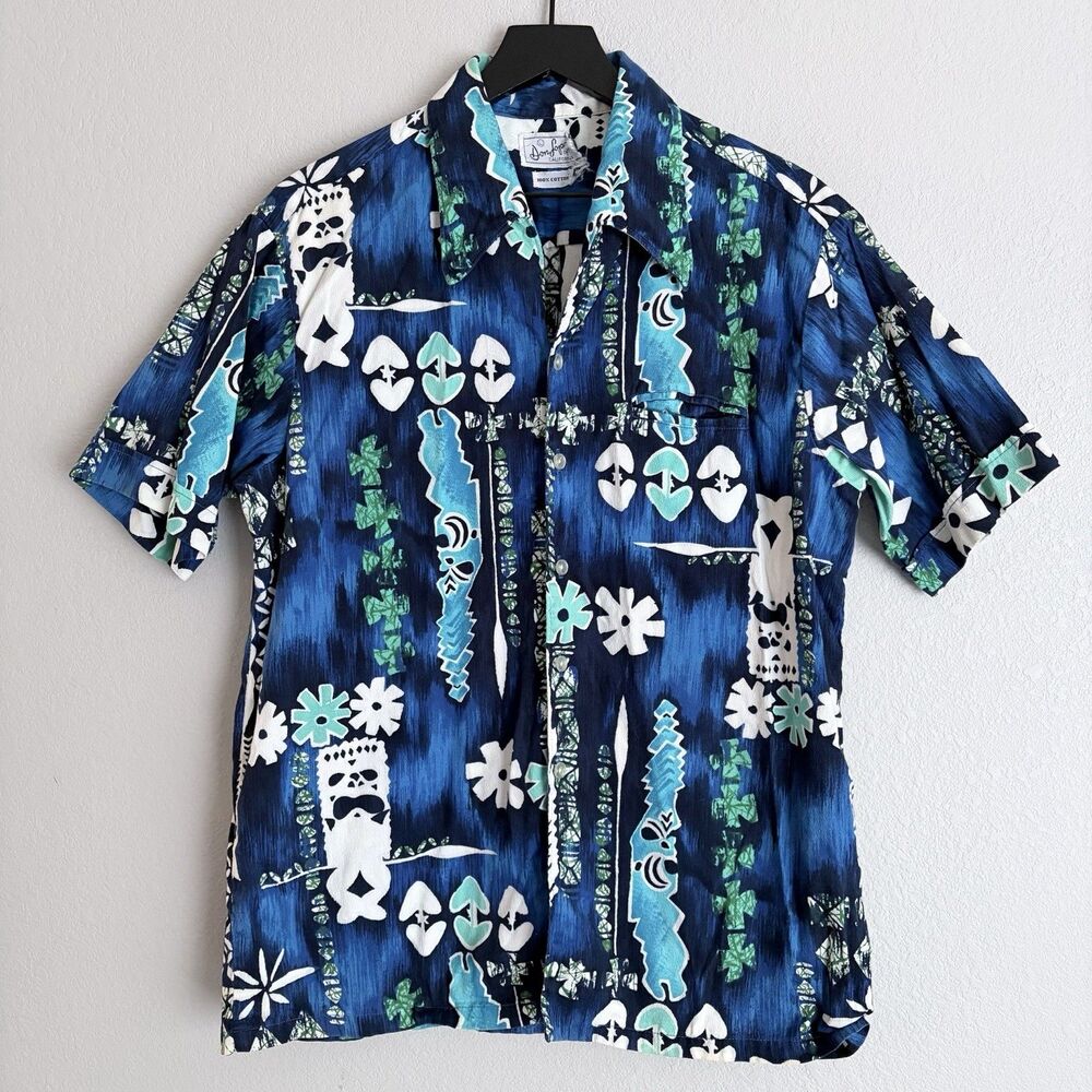 Vintage Don Loper Hawaiian shirt Size L Blue